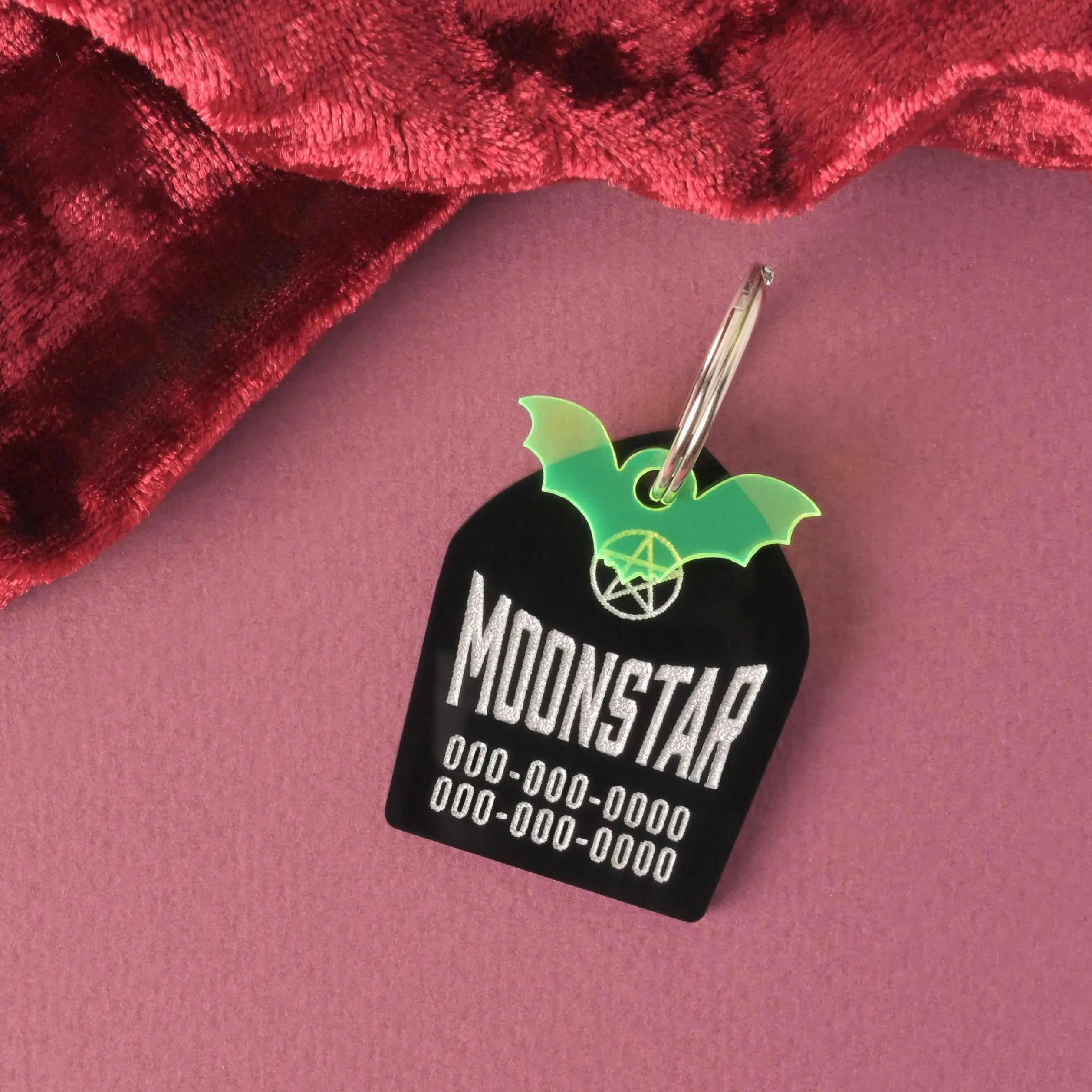 Striking Pentagram, Coffin Shape Personalized Pet Tag