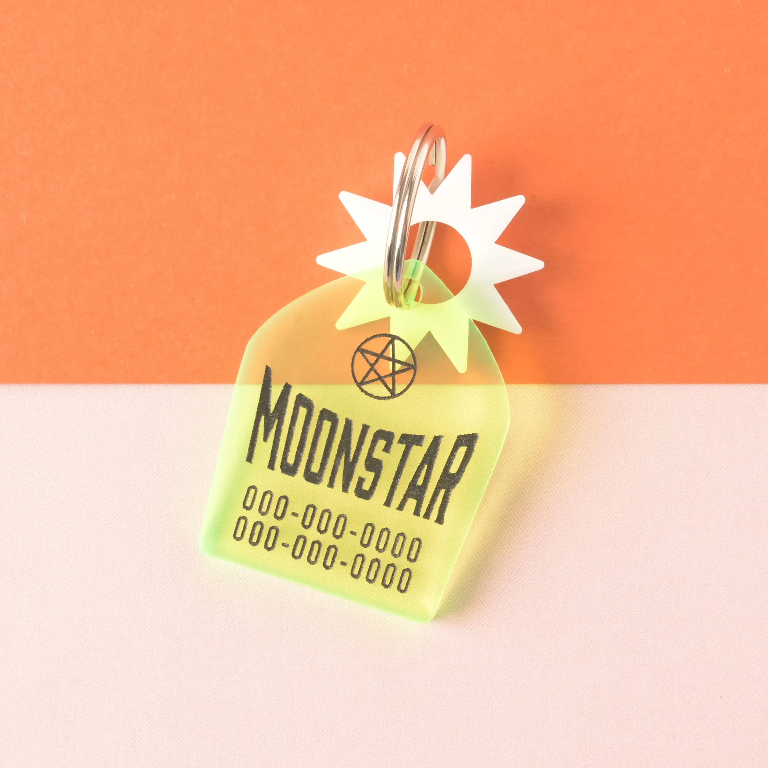Striking Pentagram, Coffin Shape Personalized Pet Tag