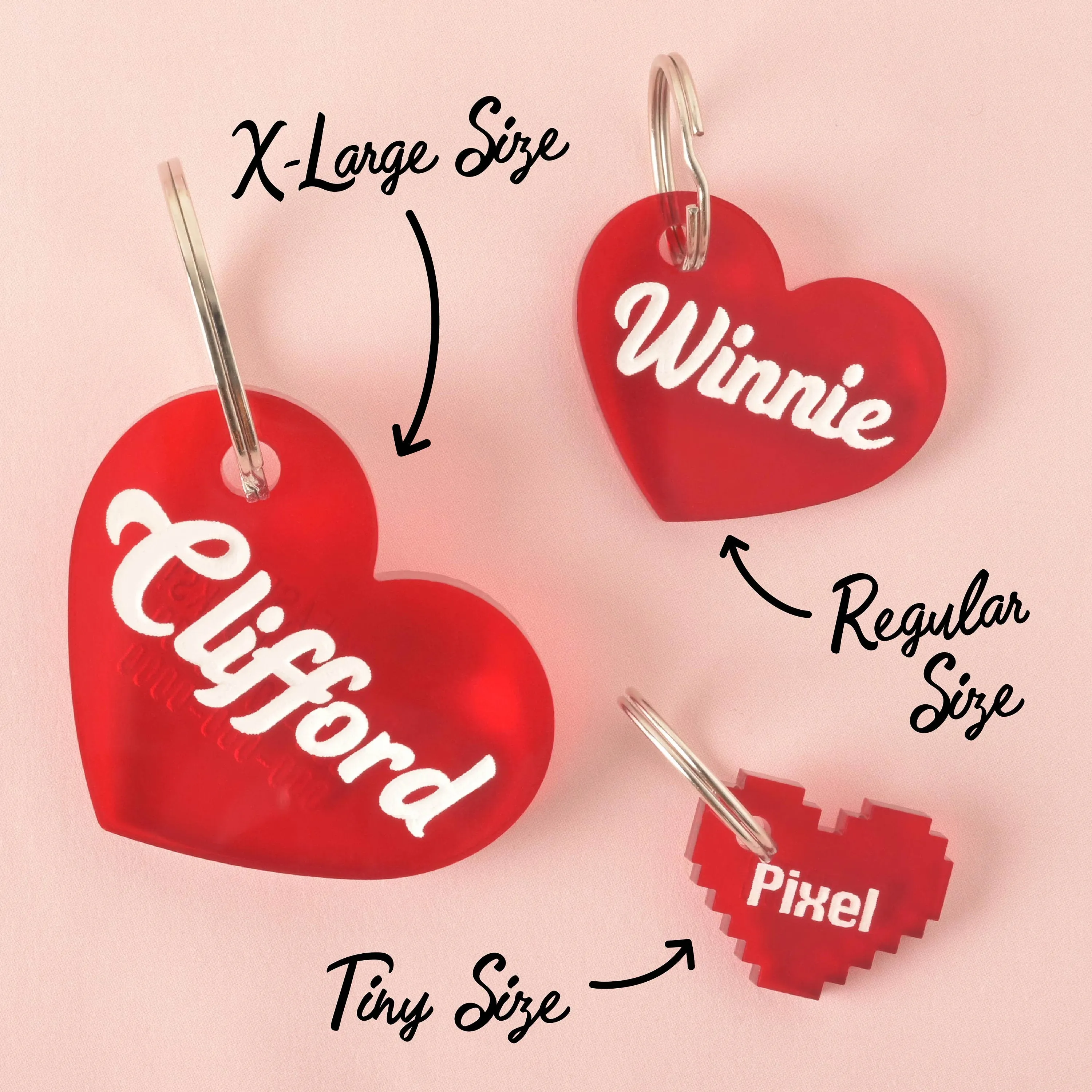 Tiny Tags, Pixelated Heart Personalized Pet Tag