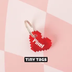 Tiny Tags, Pixelated Heart Personalized Pet Tag
