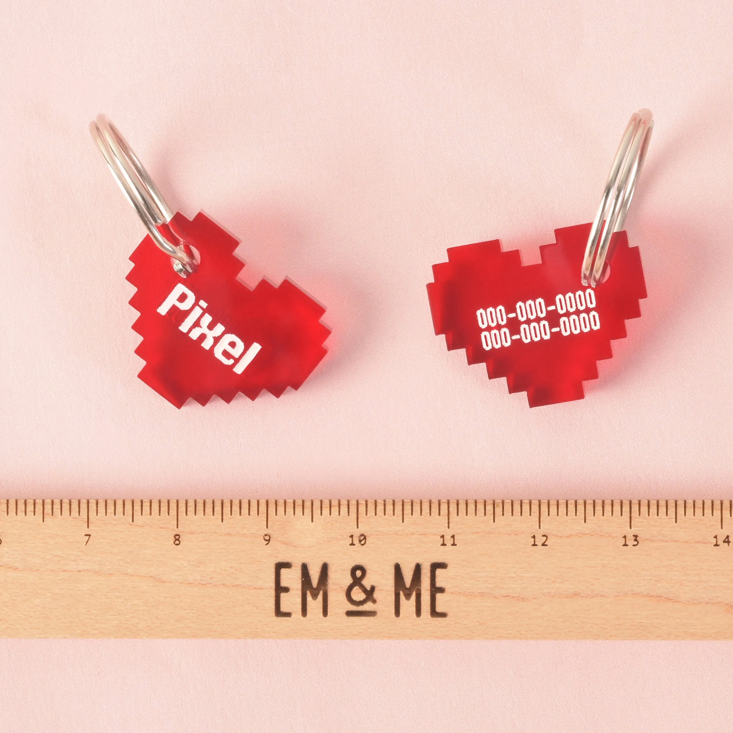 Tiny Tags, Pixelated Heart Personalized Pet Tag