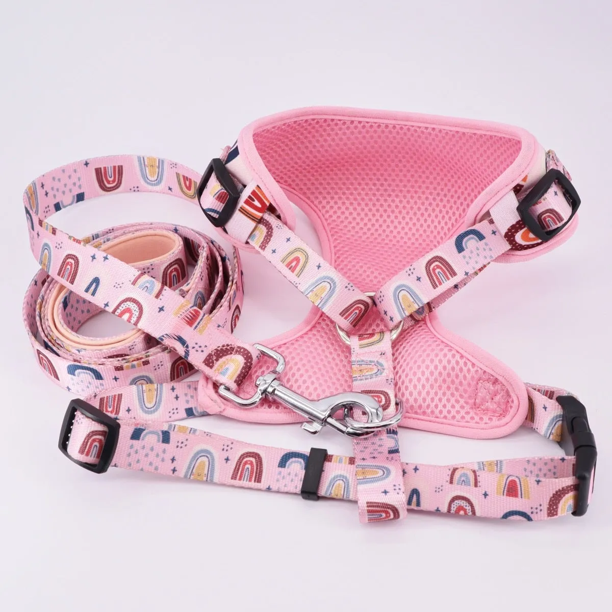 Trendy Rainbow personalized SET: Collar Harness Leash Set