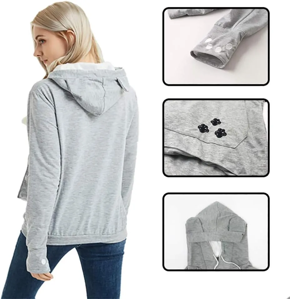 Unisex Pet Carrier Hoodie Cat Dog Pouch Holder Sweatshirt Shirt Top
