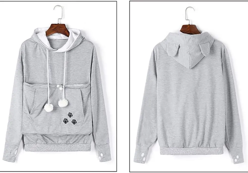 Unisex Pet Carrier Hoodie Cat Dog Pouch Holder Sweatshirt Shirt Top