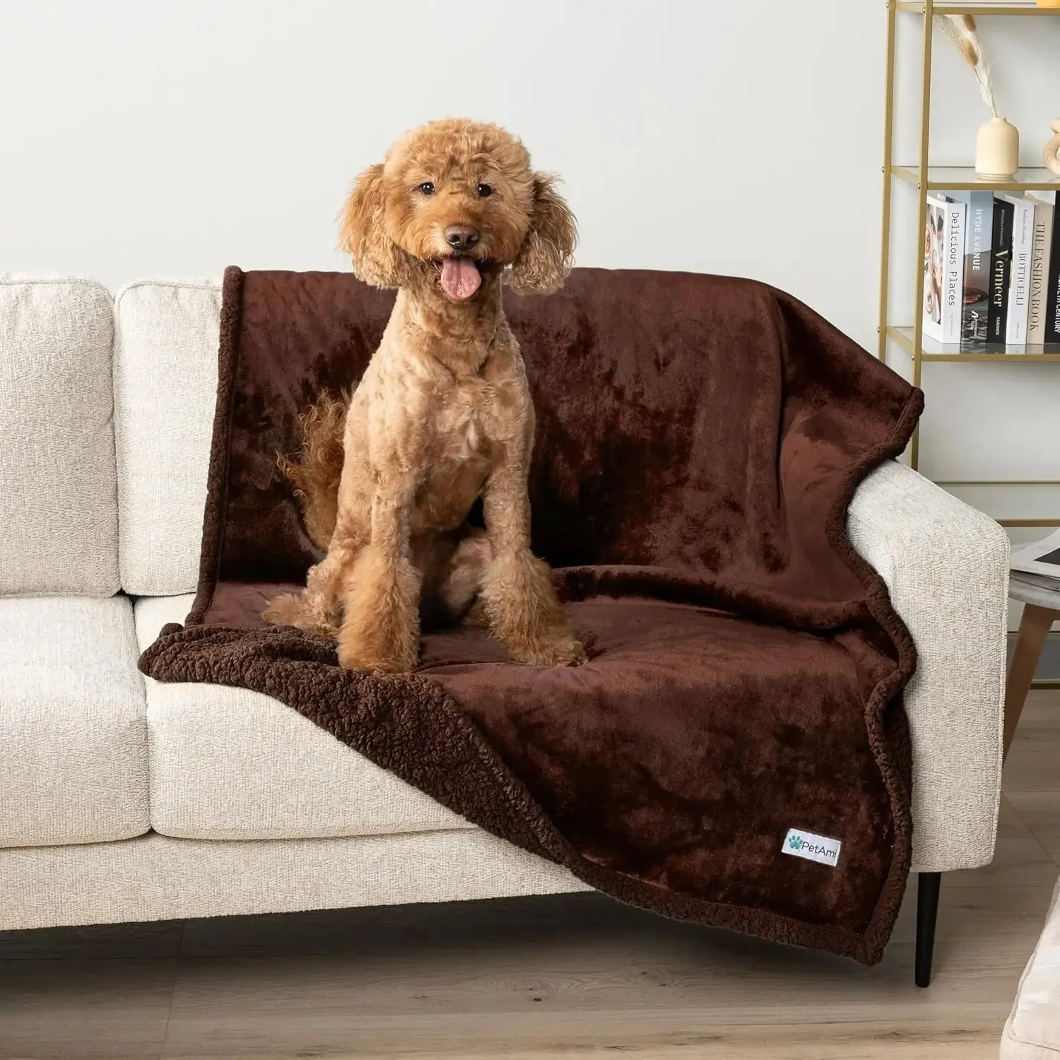 Waterproof Dog Blanket for Bed, Couch, Sofa | Waterproof Dog Bed Cover for Large Dogs, Puppies | Sherpa Fleece Pet Blanket Furniture Protector | Reversible Microfiber