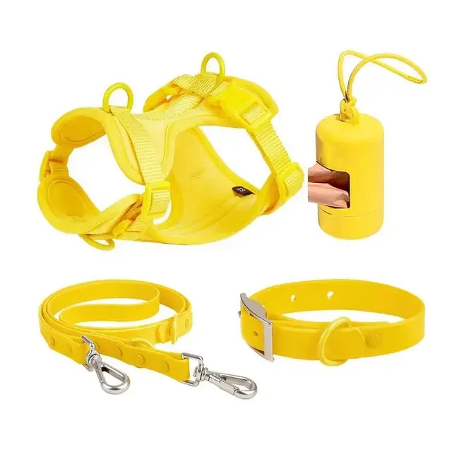 Waterproof Dog Collar Set – Leash, Collar & Waste Bag Holder for Dogs