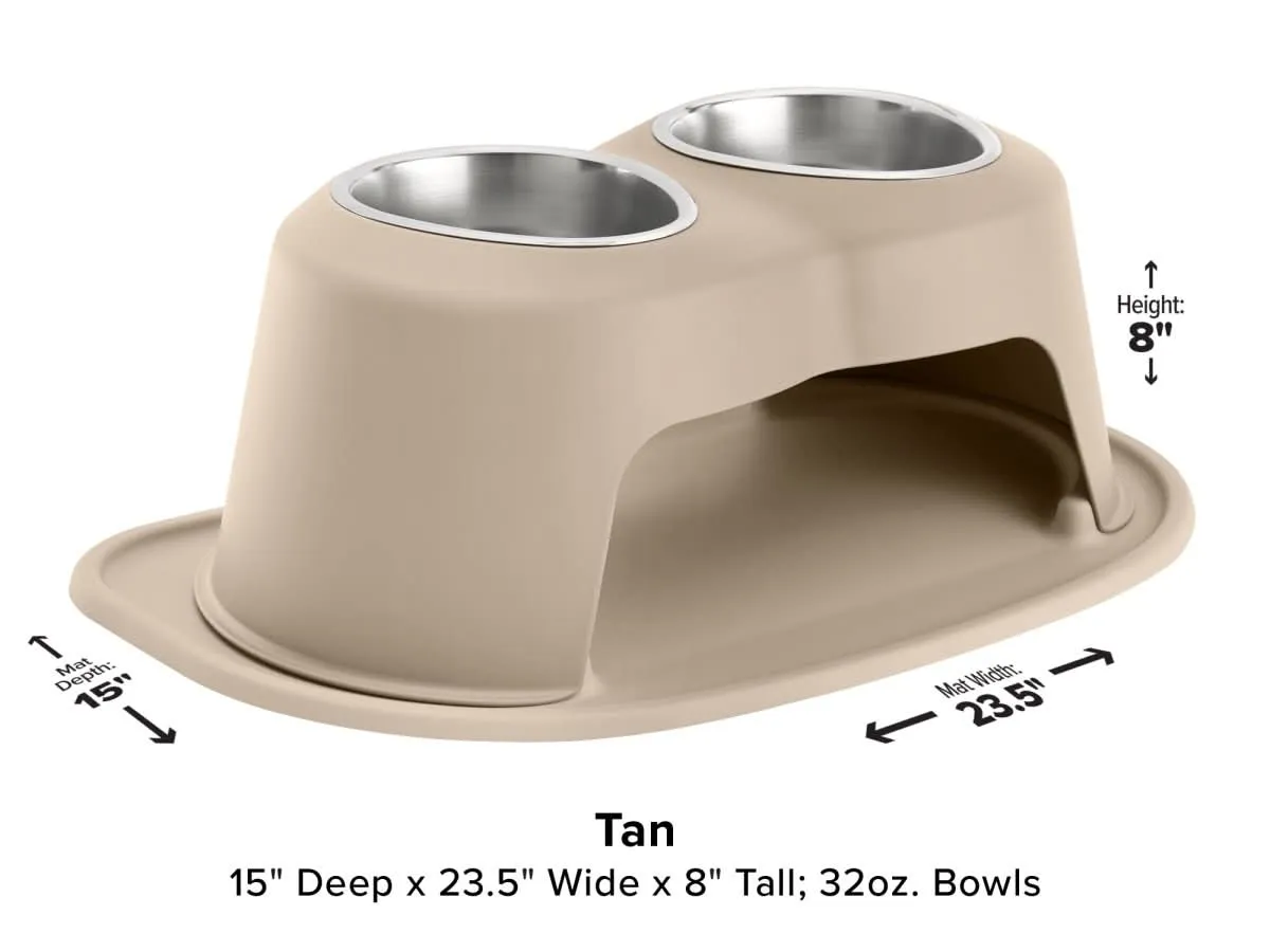 WeatherTech Double High Pet Feeding System - 8" with 32 oz Stainless Steel Bowls