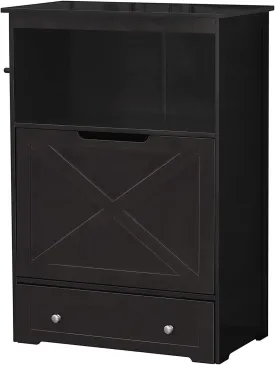 zoovilla Windsor Pet Feeders with storage - dog bowl stand, pet feeder station, Black 13.78?D x 24.02?W x 35.04?H