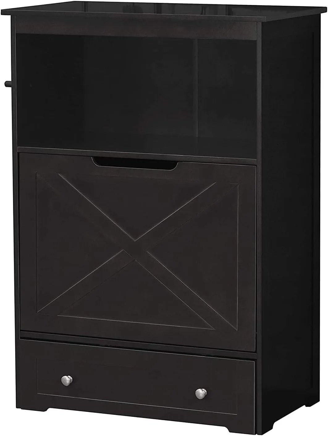 zoovilla Windsor Pet Feeders with storage - dog bowl stand, pet feeder station, Black 13.78?D x 24.02?W x 35.04?H